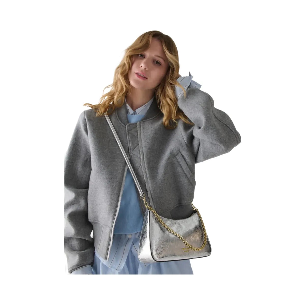 Kate Spade Margot Crinkle Metallic Convertible Crossbody Silver