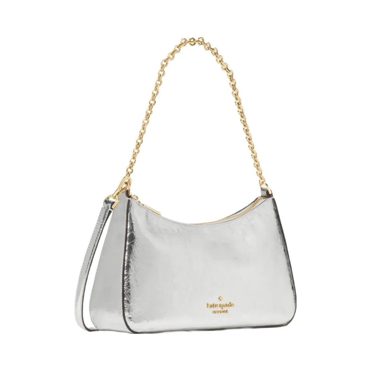 Kate Spade Margot Crinkle Metallic Convertible Crossbody Silver
