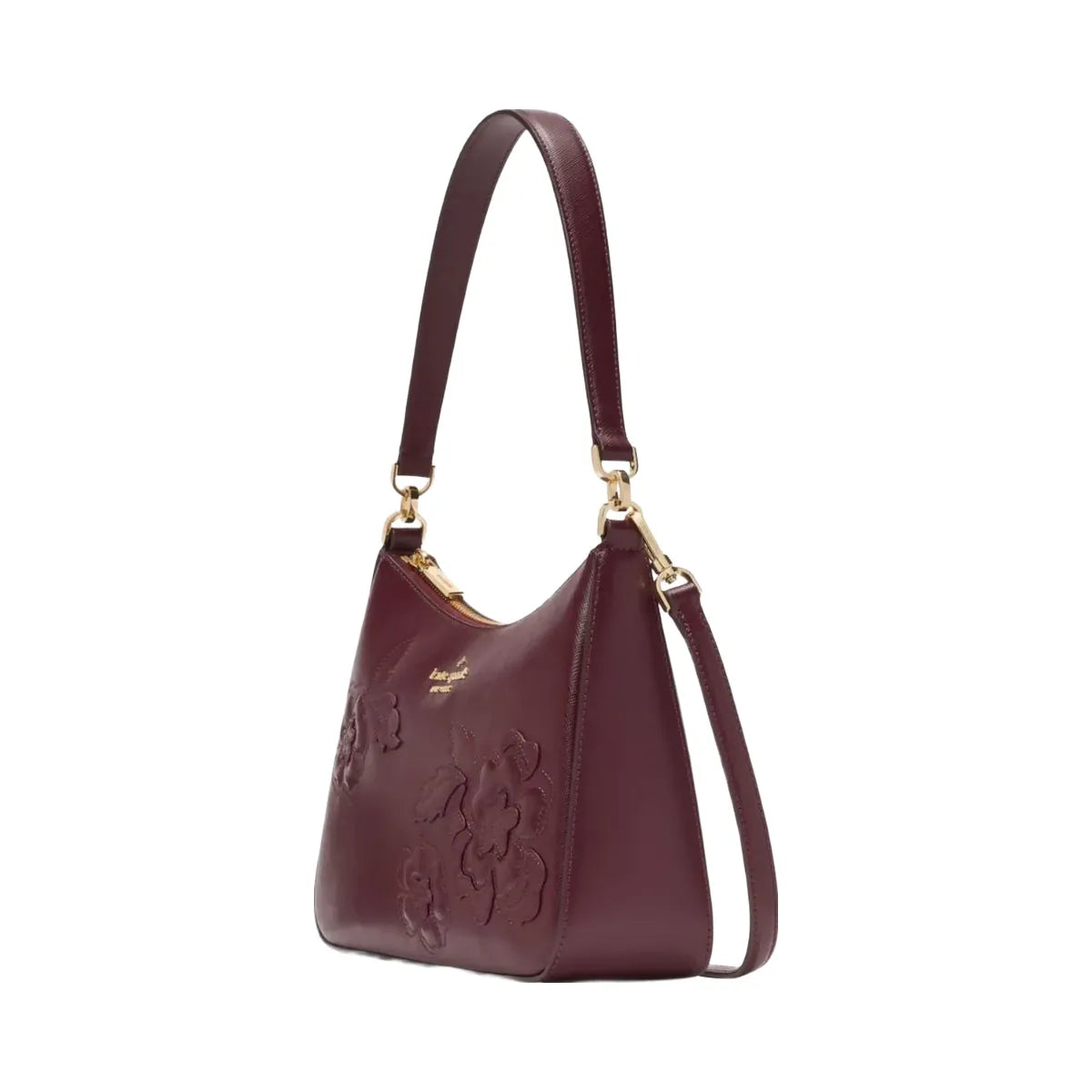 Kate Spade Margot Floral Applique Shoulder Bag Dark Merlot