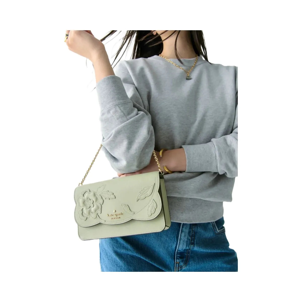 Kate Spade Madison Floral Applique Willow Mini Crossbody Sage Bundle