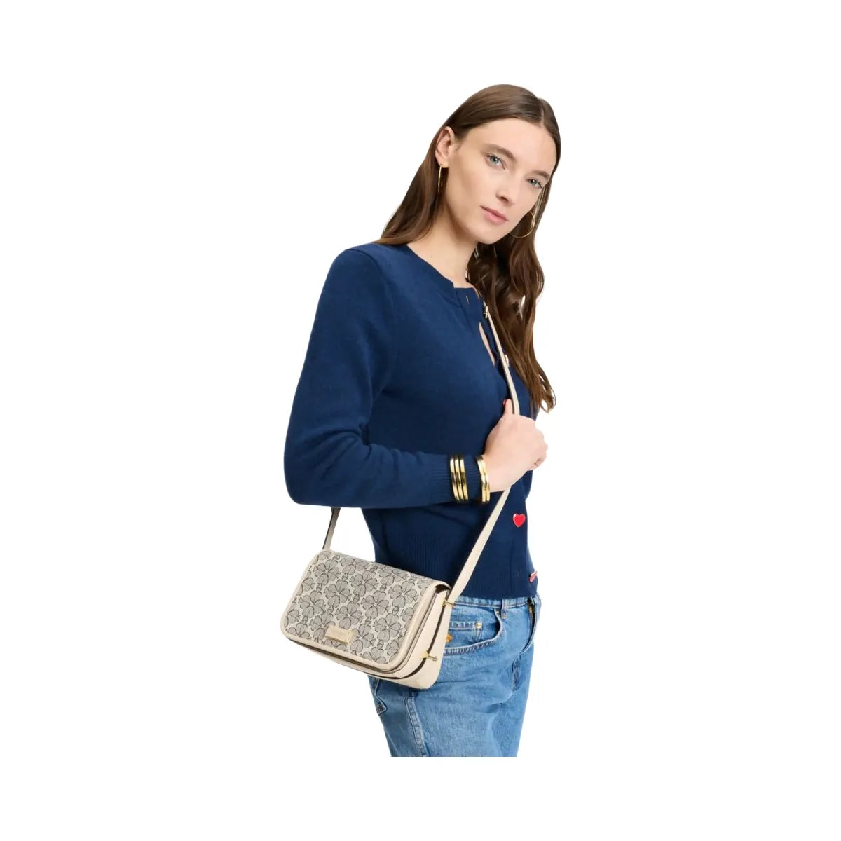 Kate Spade Liv Spade Flower Crossbody Bag Neutral Multi