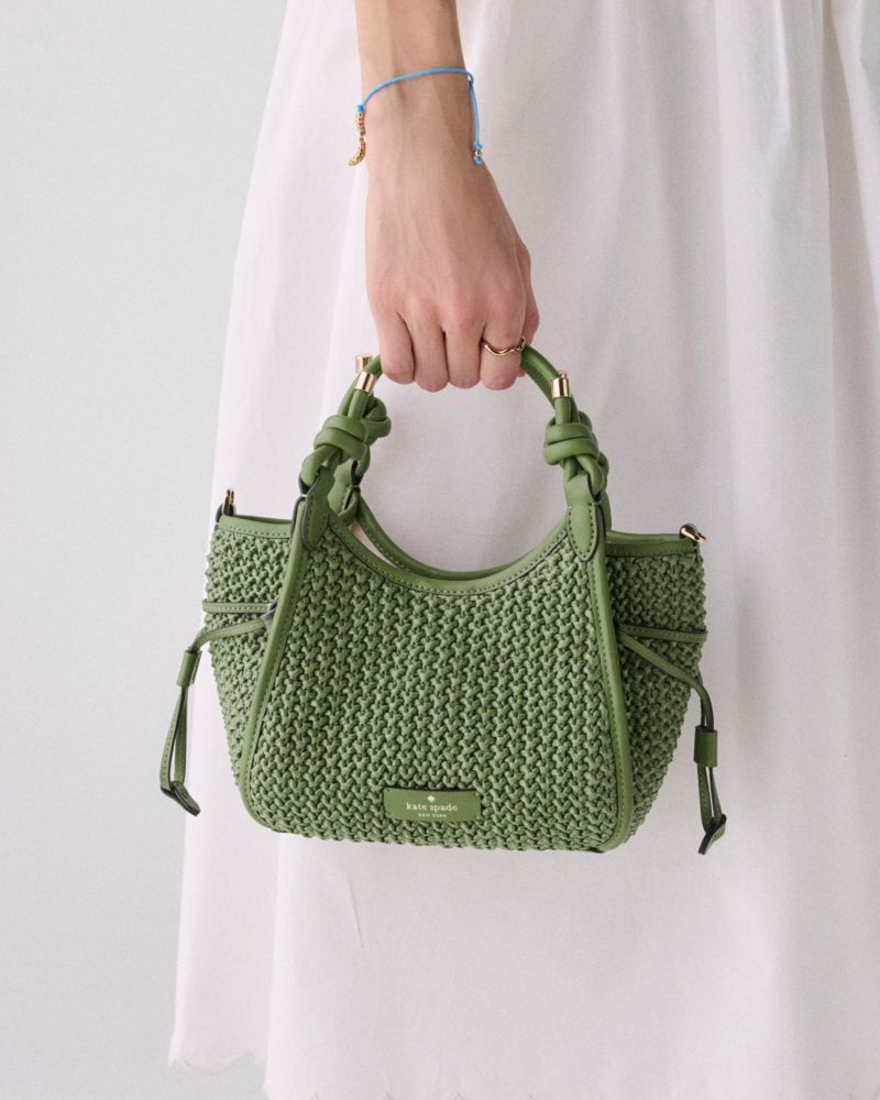 KateSpade Stash Straw Mini Carryall Bag Cedar Stand