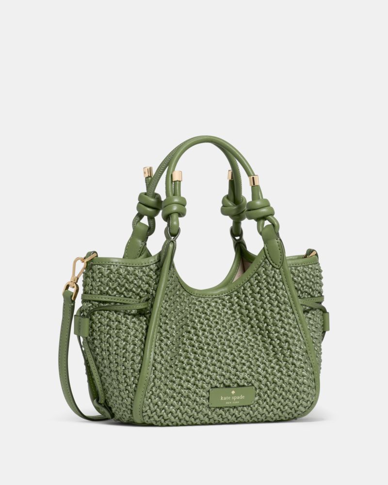 KateSpade Stash Straw Mini Carryall Bag Cedar Stand