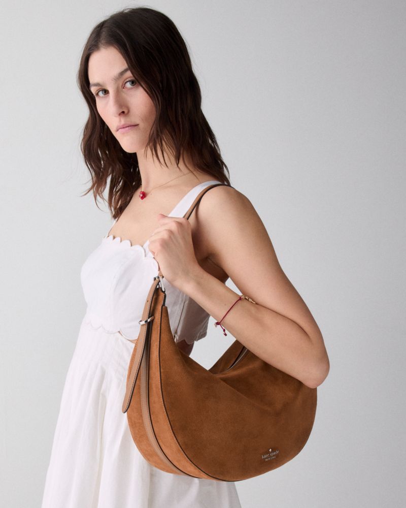 KateSpade Nova Suede Large Shoulder Bag Warm Gingerbread