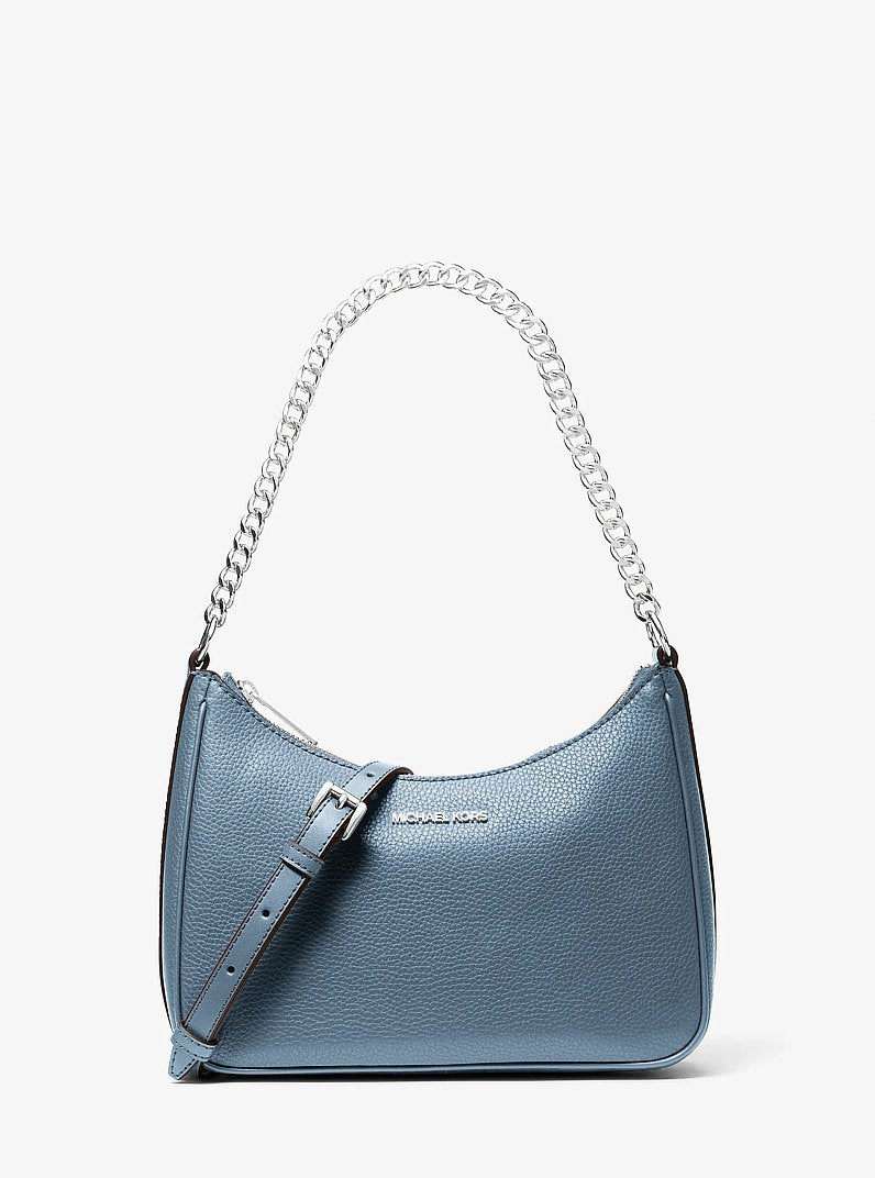 Michael Kors Jet Set Large Pebbled Leather Convertible Crossbody Bag Denim