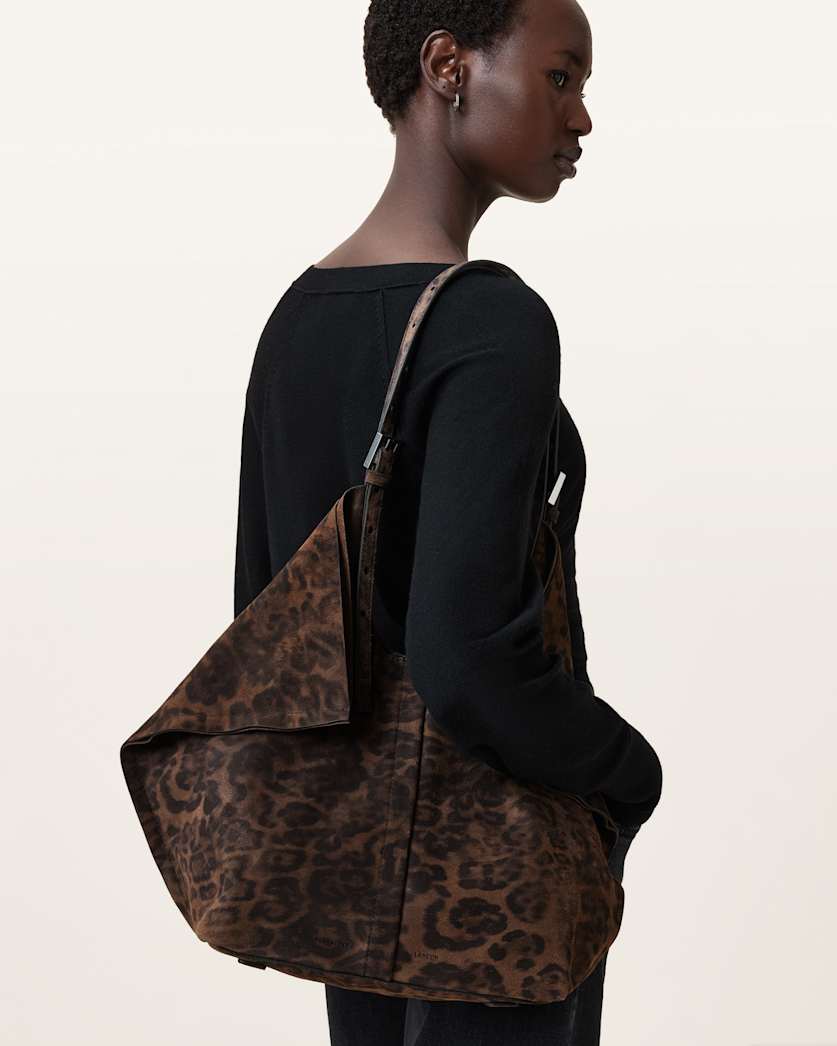 AllSaints Ara Leopard Print Tote Bag Women's Leopard Brown Women's
