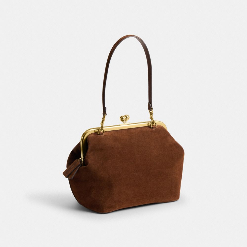 Coach Kisslock Frame Bag 27 Brass Warm Brown
