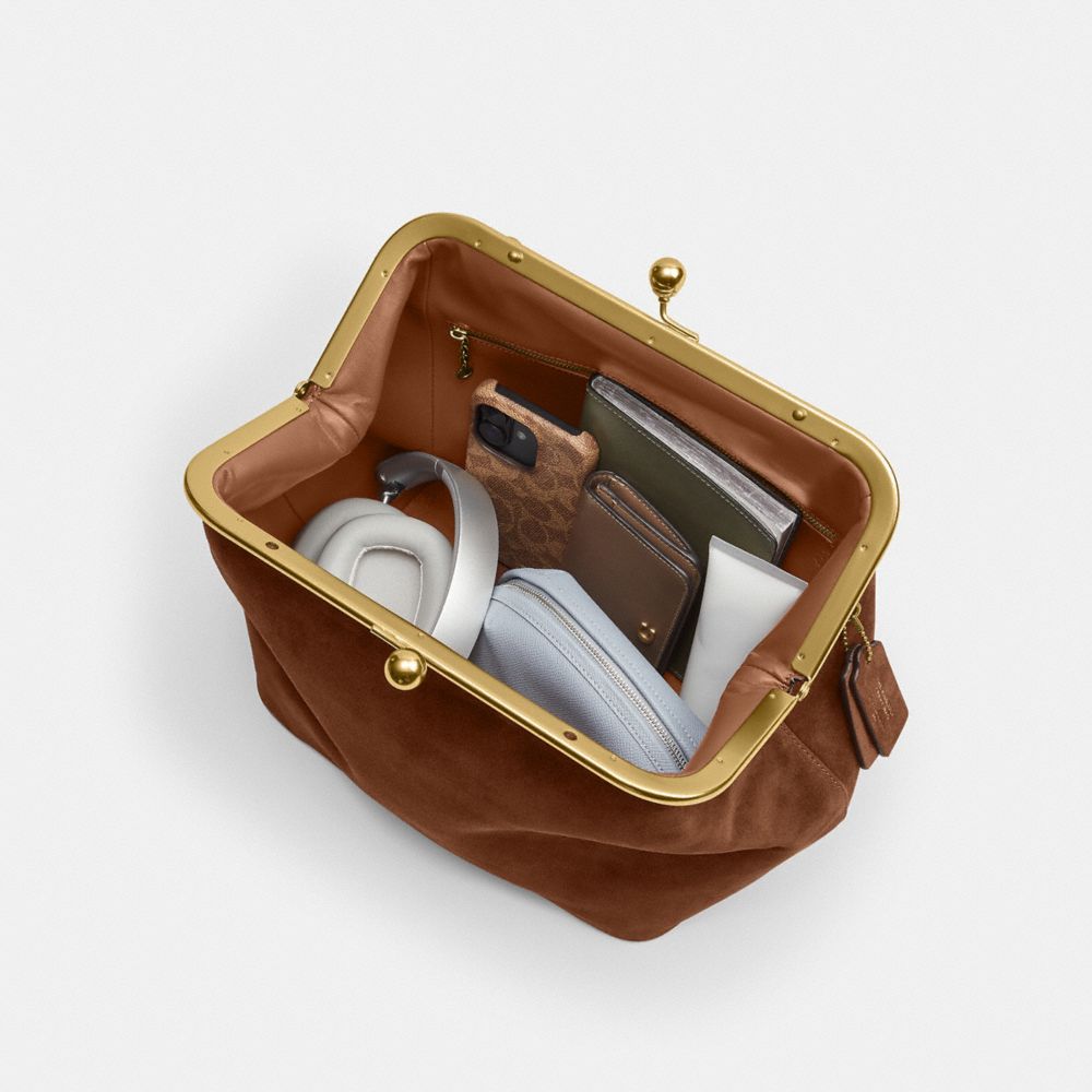 Coach Kisslock Frame Bag 27 Brass Warm Brown