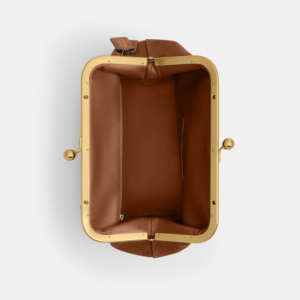 Coach Kisslock Frame Bag 27 Brass Warm Brown
