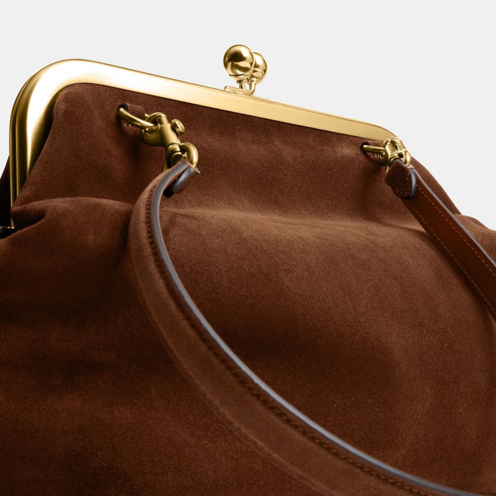 Coach Kisslock Frame Bag 27 Brass Warm Brown