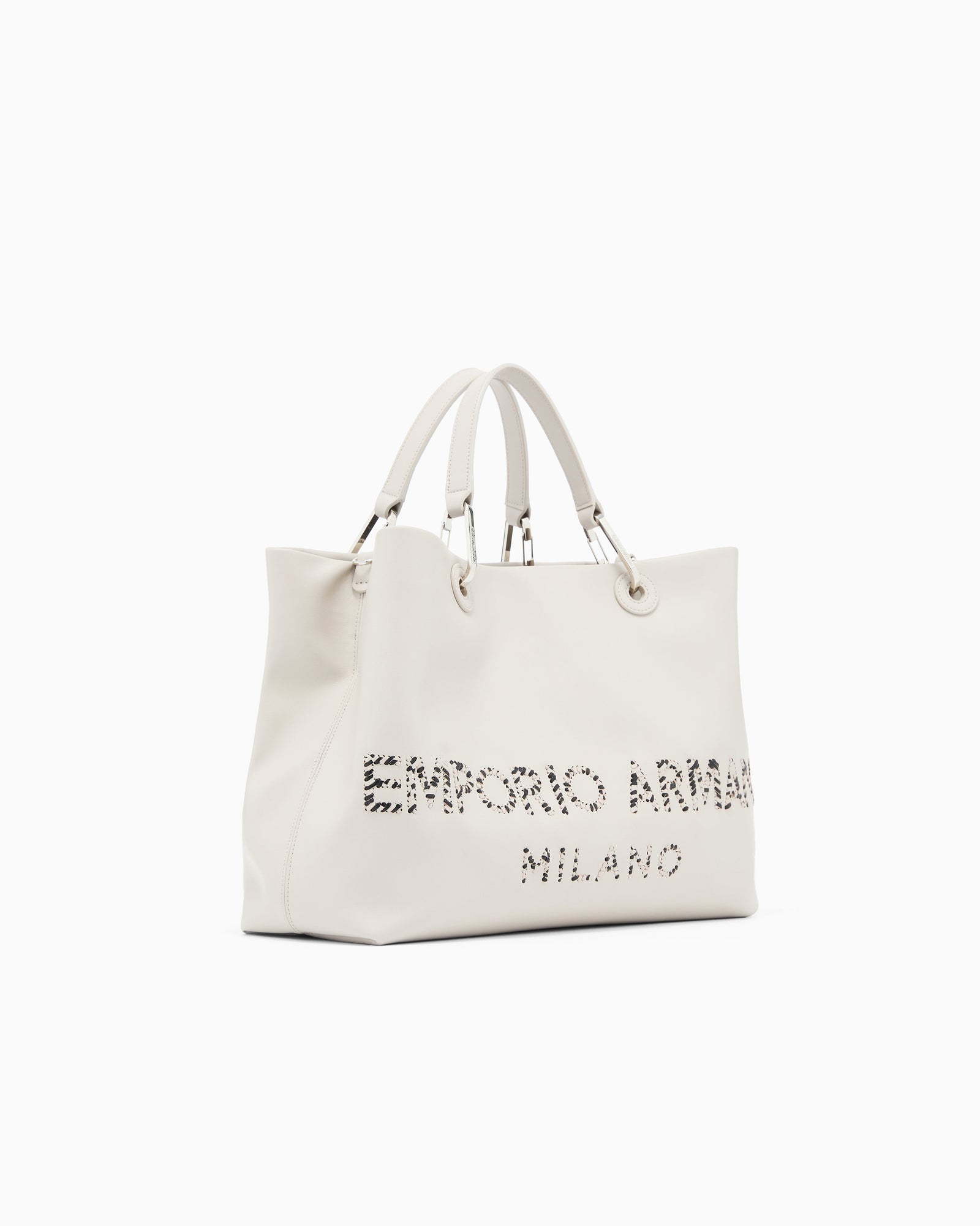 Emporio Armani MyEA medium shopper bag in nappa leather with a zebra-striped logo