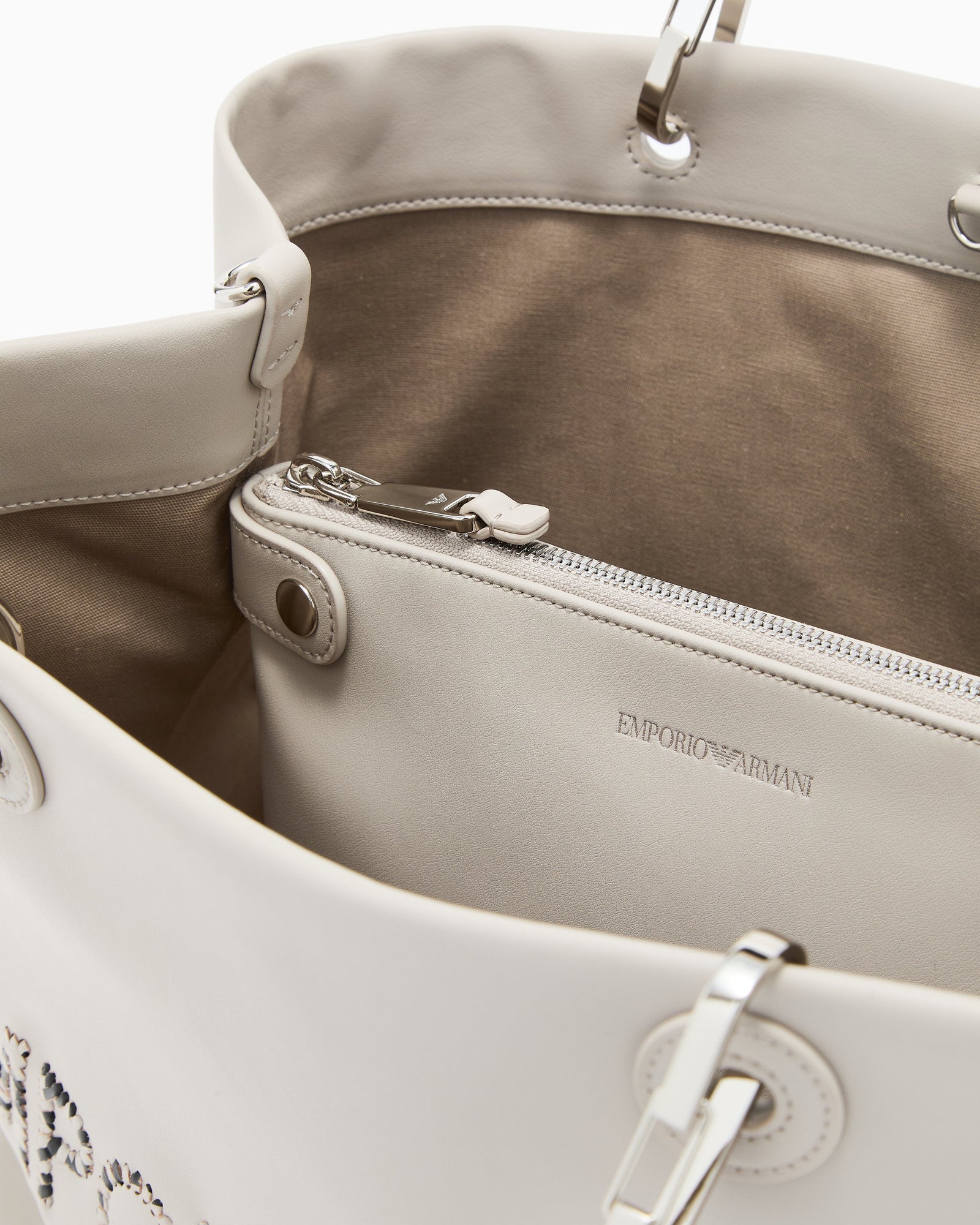 Emporio Armani MyEA medium shopper bag in nappa leather with a zebra-striped logo