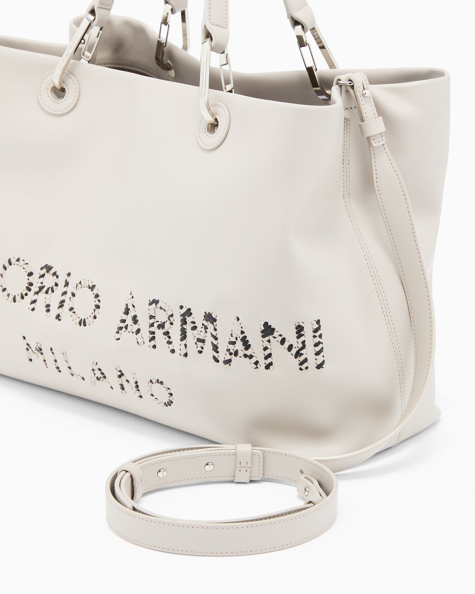 Emporio Armani MyEA medium shopper bag in nappa leather with a zebra-striped logo