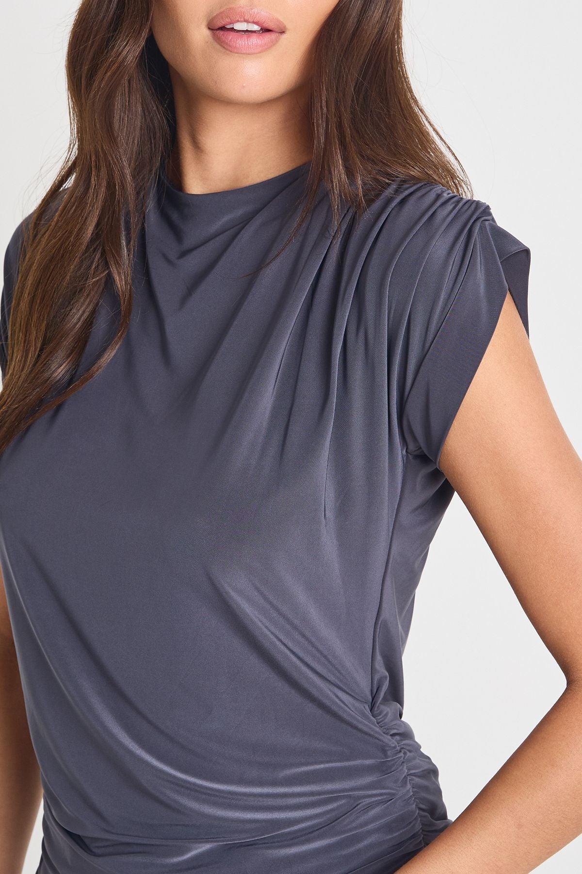 Double Layer Slinky Open Cowl Back Top