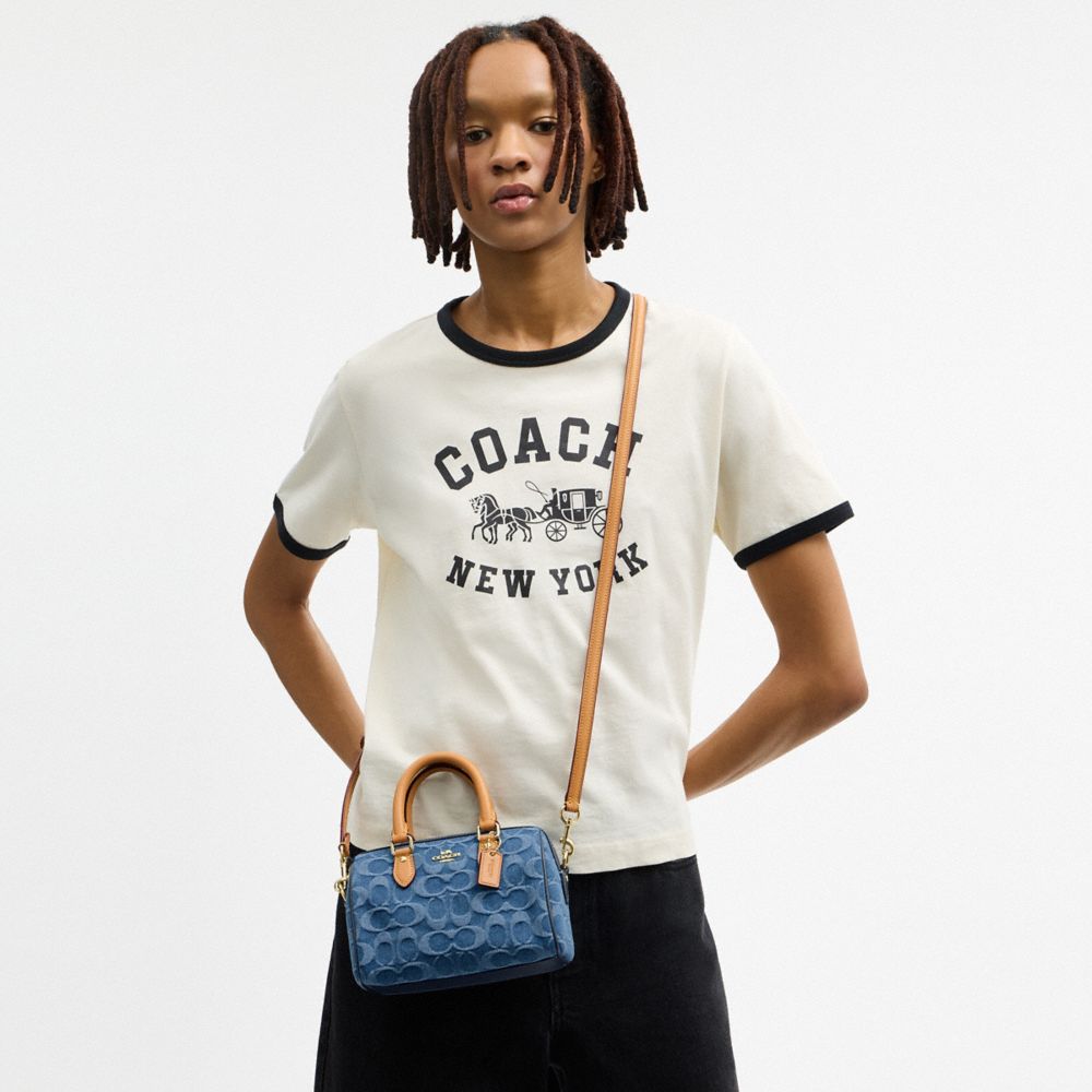 Mini Rowan Crossbody Bag In Signature Denim