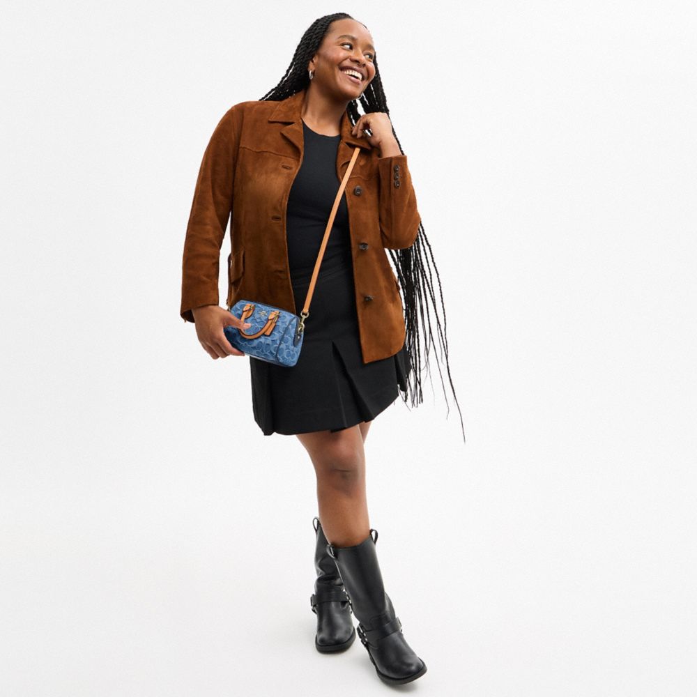 Mini Rowan Crossbody Bag In Signature Denim