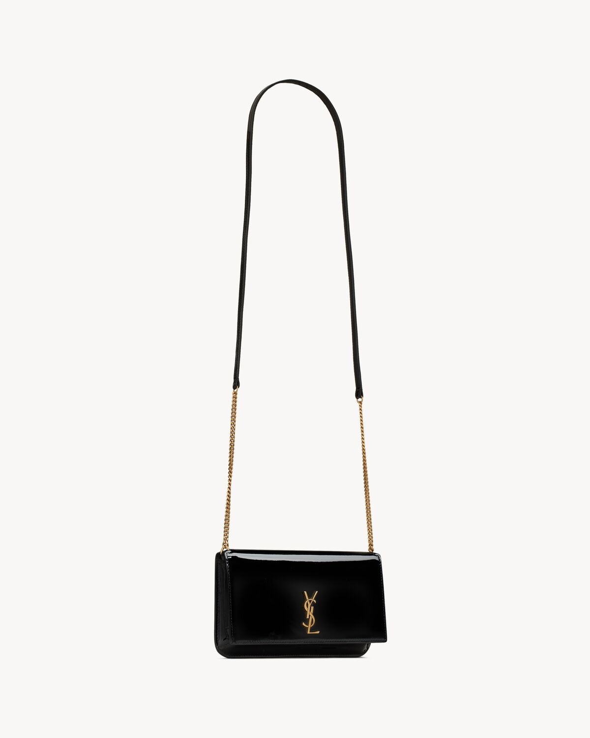 CASSANDRE phone holder IN PATENT LEATHER BLACK
