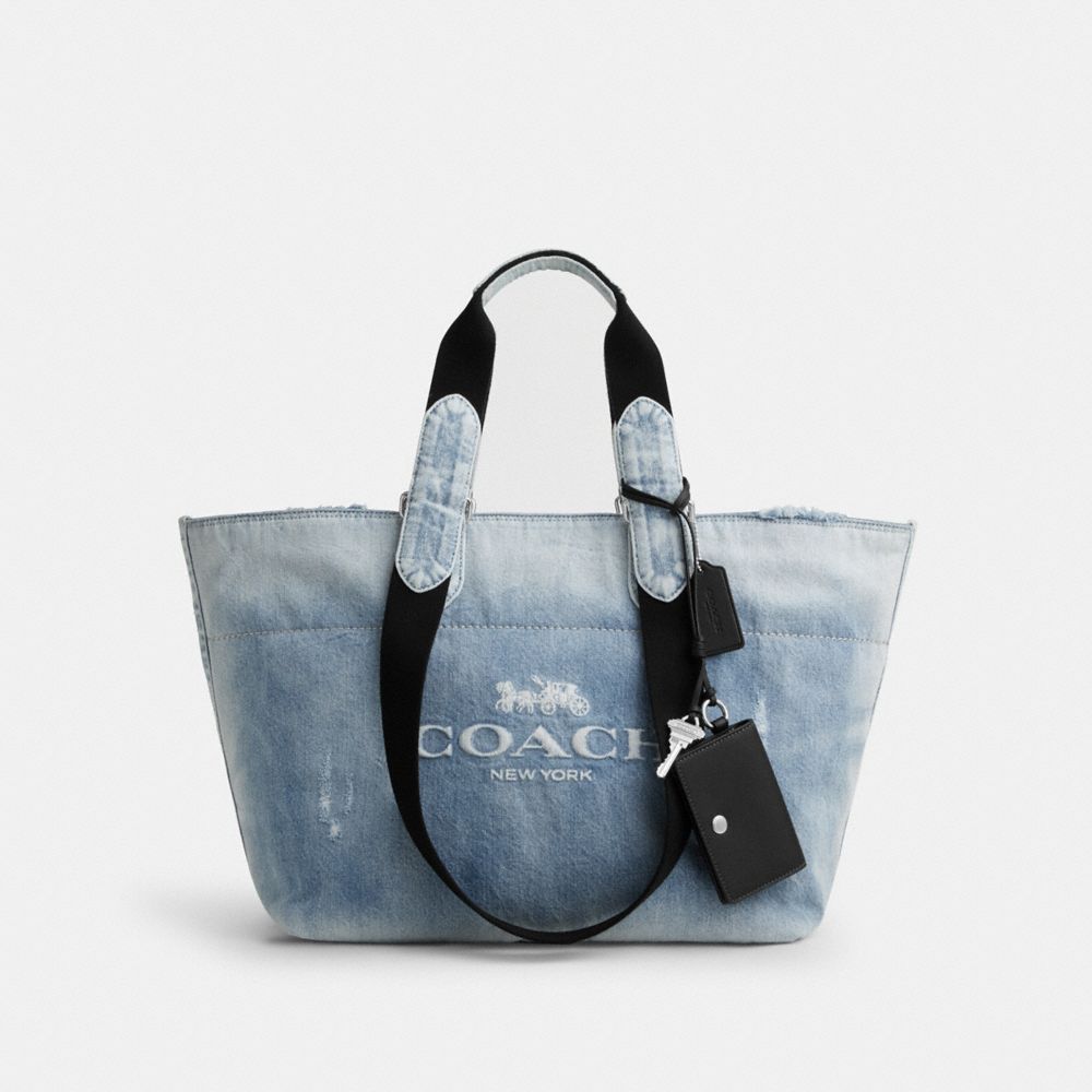 Small Tour Tote Bag In Loved Denim With Charms
