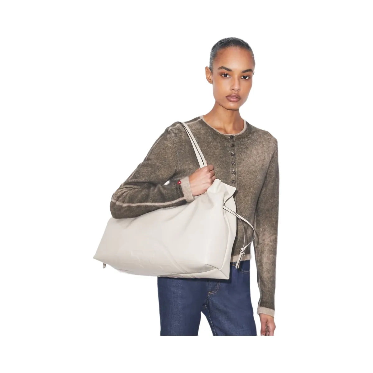 Tory Burch Ella natuura Drawstring Tote Light Stone