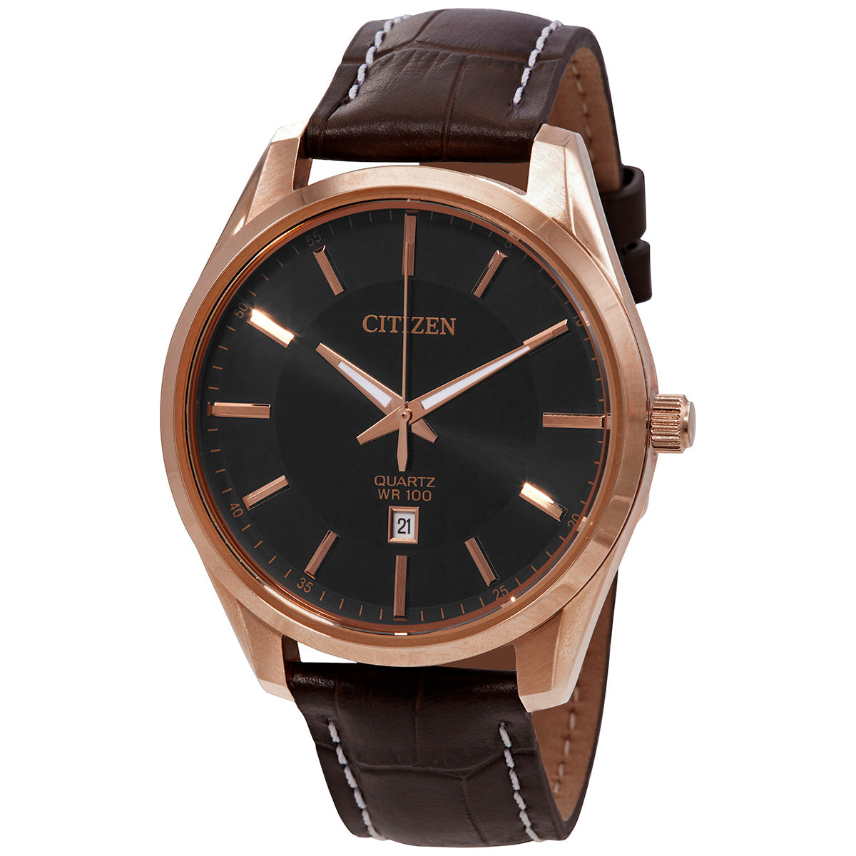 Citizen Quartz Black Dial Brown Leather Women's Watch
