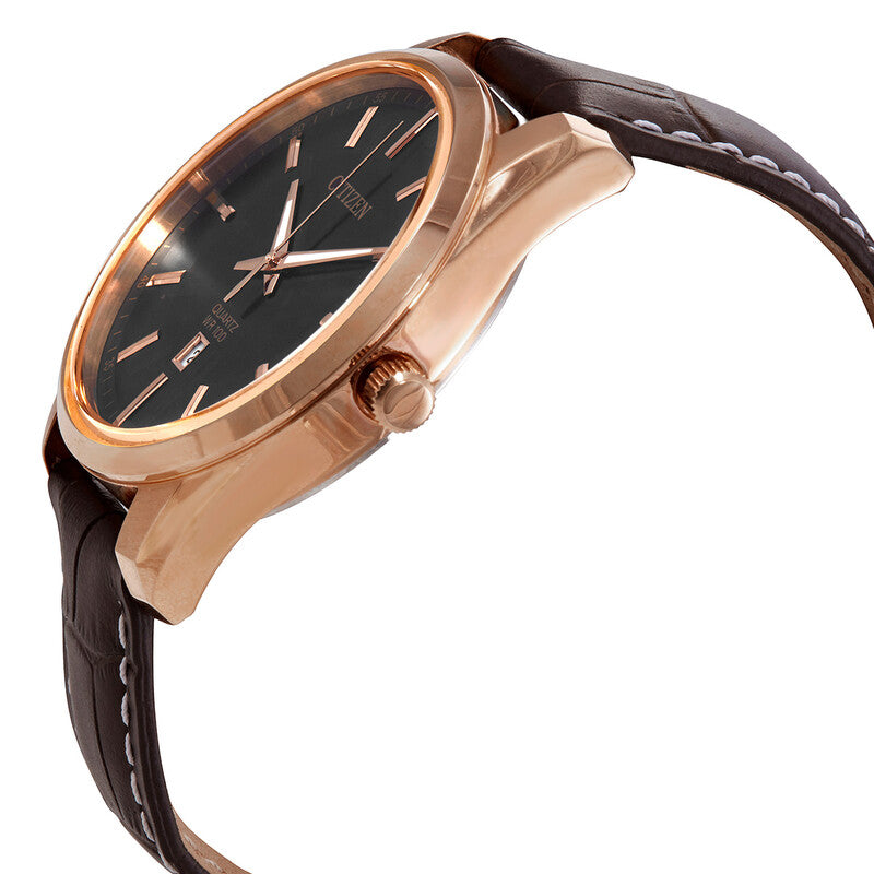 Citizen Quartz Black Dial Brown Leather Women's Watch