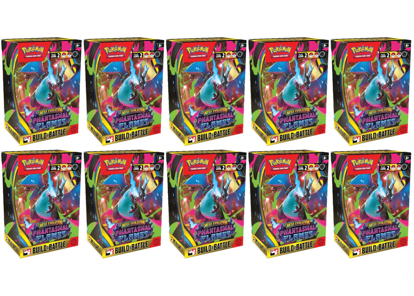 2025 Pokemon Mega Evolution Phantasmal Flames Build & Battle Box 10X Lot