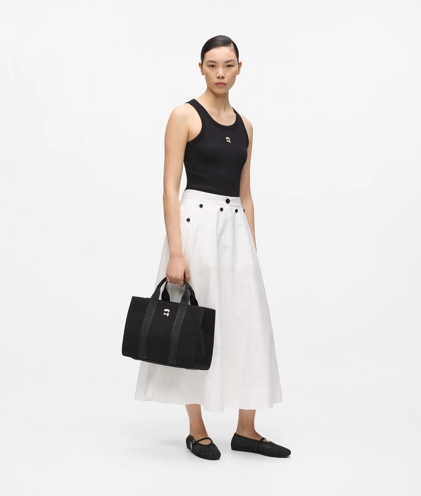 KarlLagerfeld Ikon Pin Square Tote Bag Black