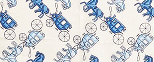 Horse And Carriage Strap Print Silk Square Scarf