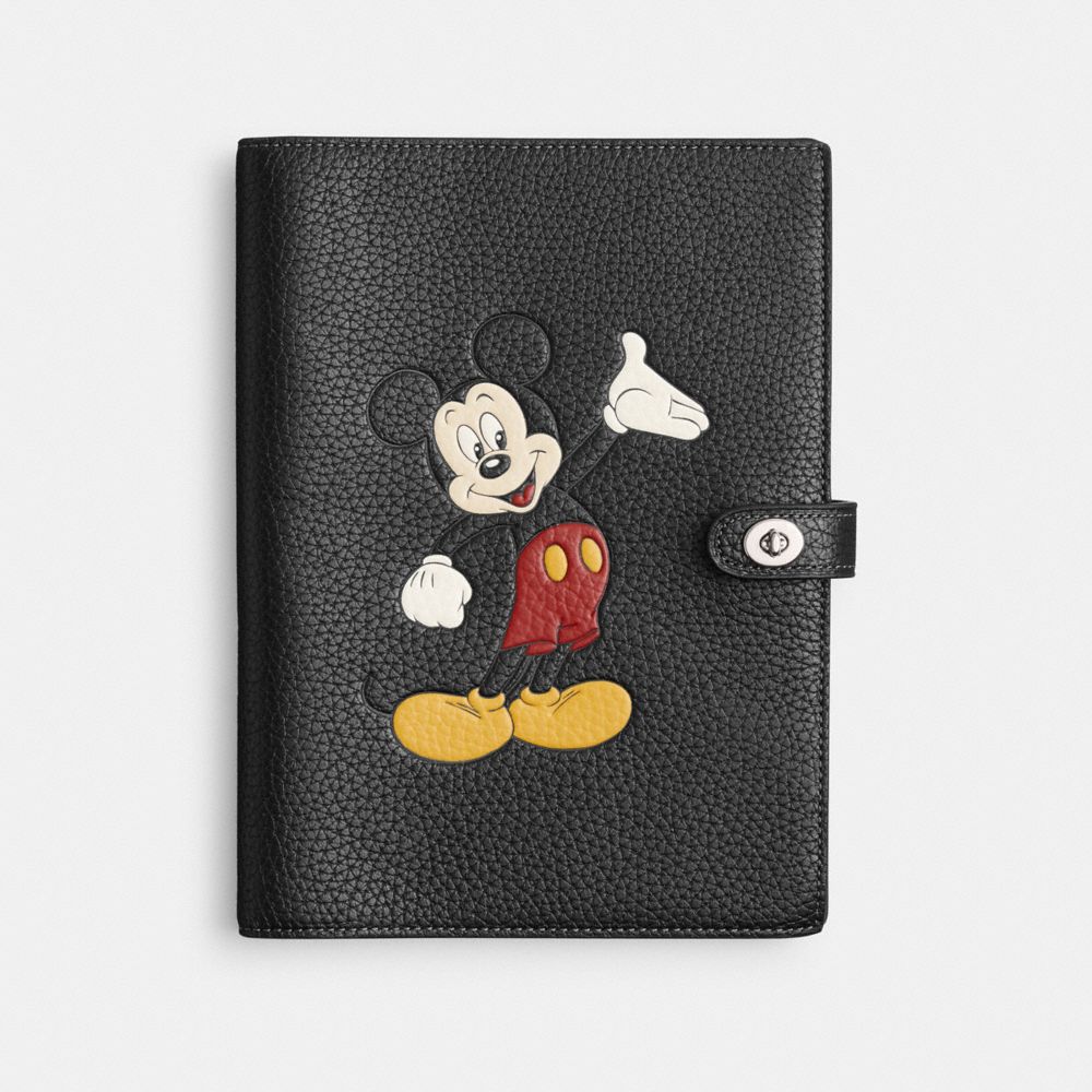 Disney X Coach Notebook In Regenerative Leather With Mickey Mouse