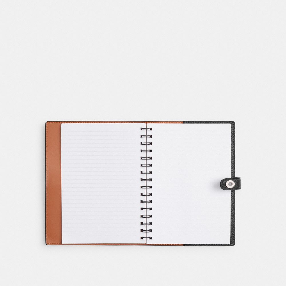 Disney X Coach Notebook In Regenerative Leather With Mickey Mouse