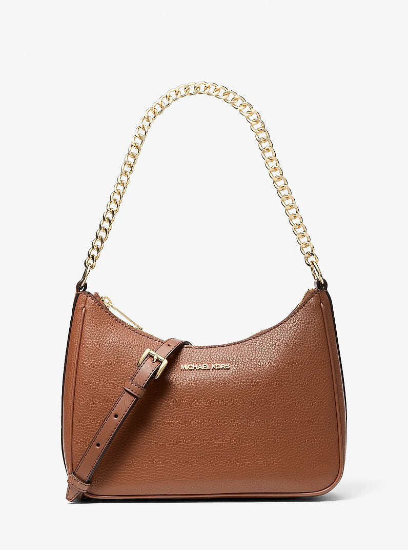 Michael Kors Jet Set Large Pebbled Leather Convertible Crossbody Bag Luggage