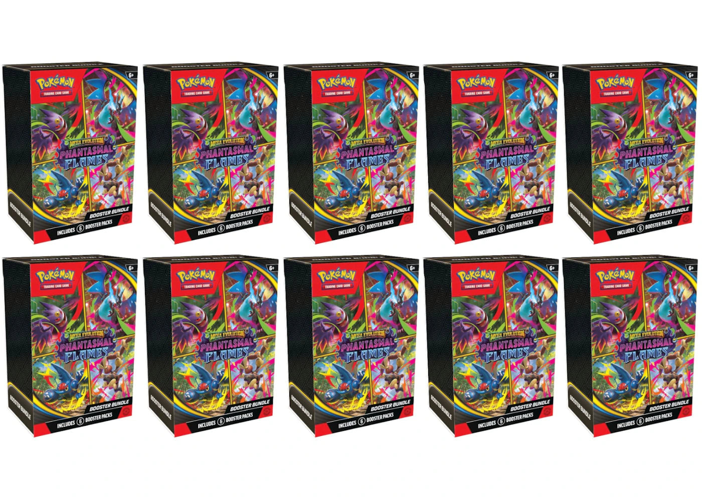 2025 Pokemon Mega Evolution Phantasmal Flames Booster Bundle 10X Lot