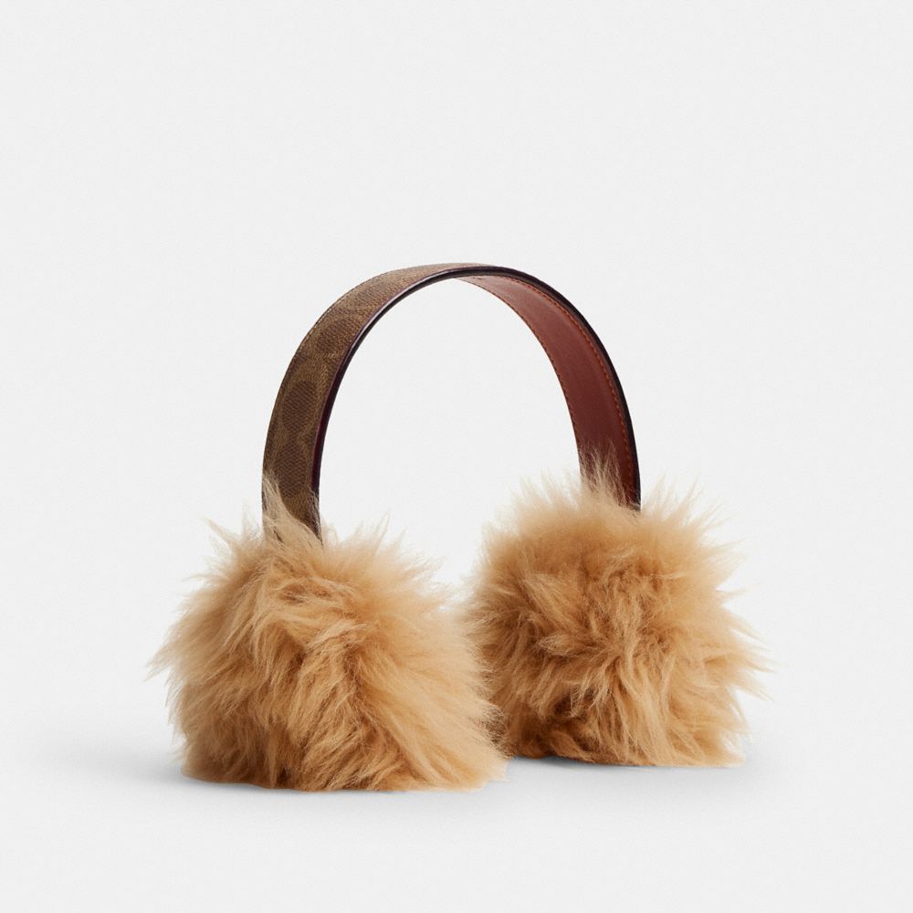 Coach Shearling Earmuffs Tan