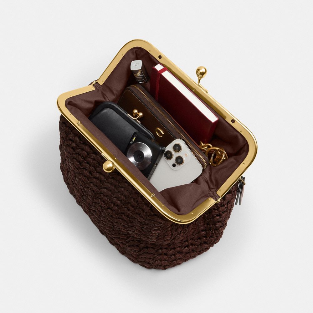 Coach Kisslock Frame Bag 27 Brass Maple