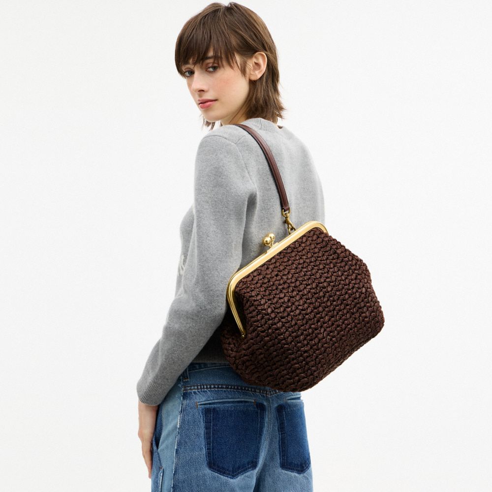 Coach Kisslock Frame Bag 27 Brass Maple