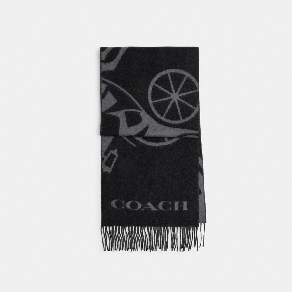 Coach Horse And Carriage Cashmere Muffler Black