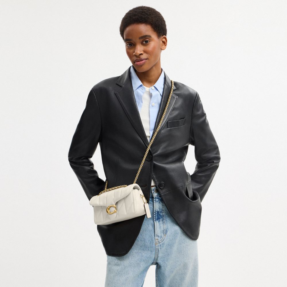 Coach Tabby Shoulder Bag 20 With Pillow Quilting Brass Chalk