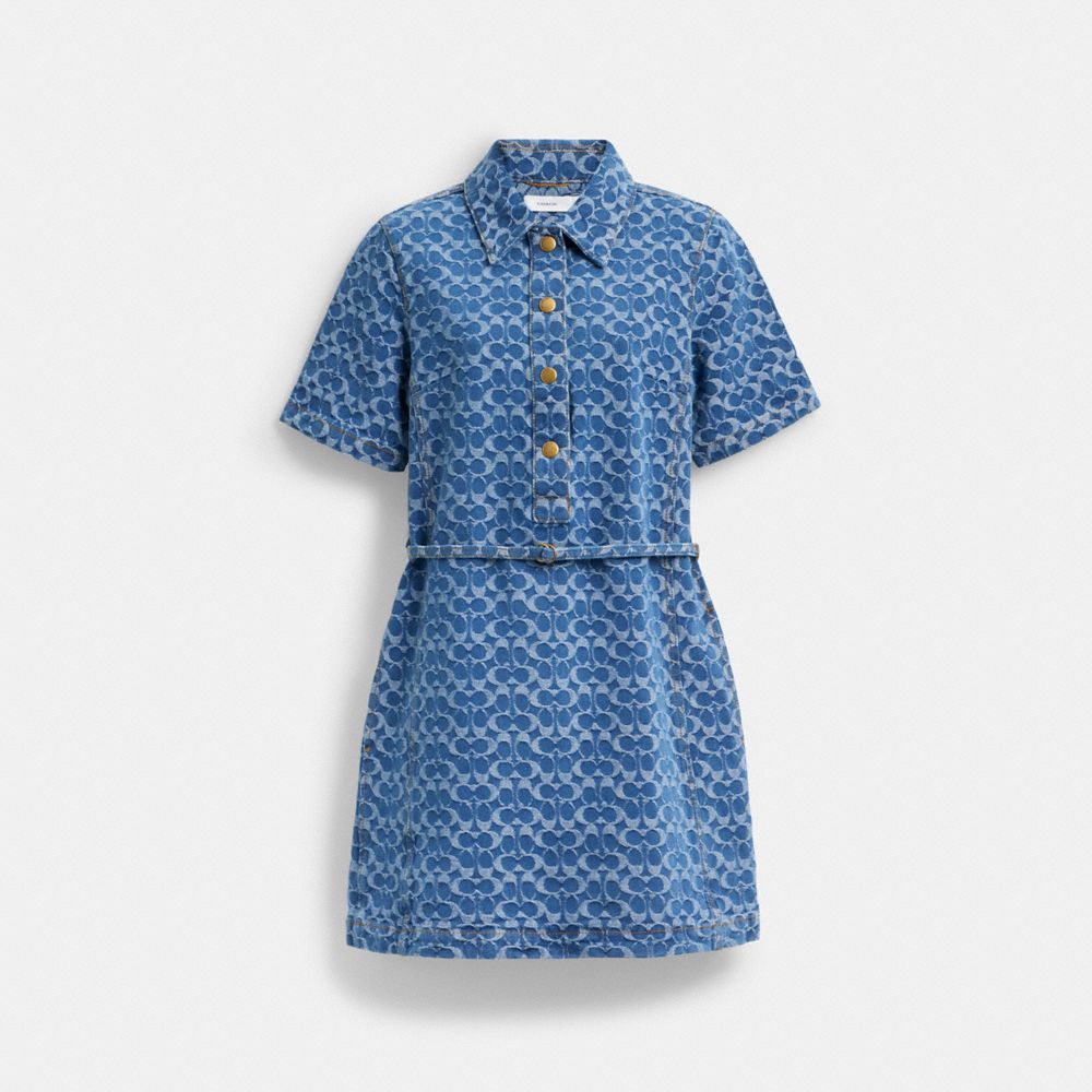 Coach Signature Denim Dress In Organic Cotton Medium Blue