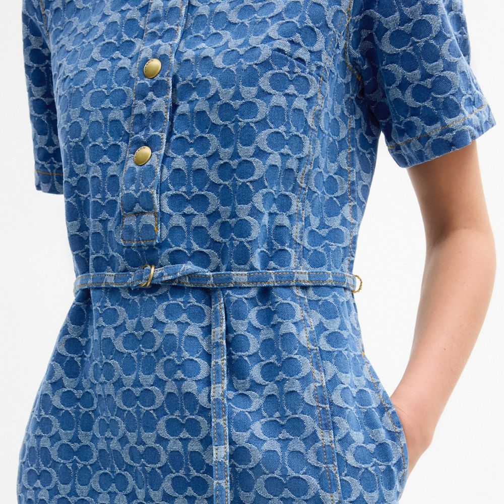 Coach Signature Denim Dress In Organic Cotton Medium Blue