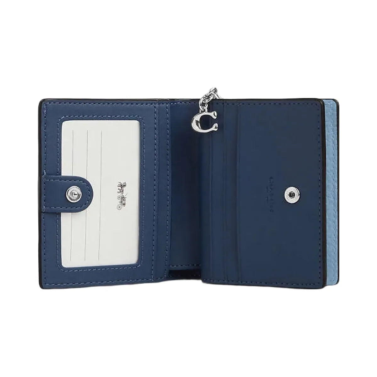 Coach Snap Wallet Pebbled Leather-Silver-Pool