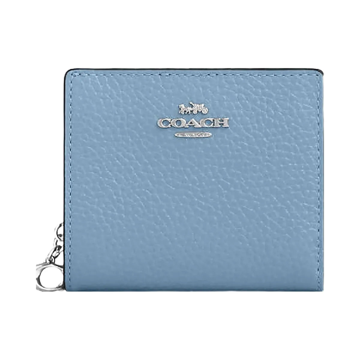 Coach Snap Wallet Pebbled Leather-Silver-Pool