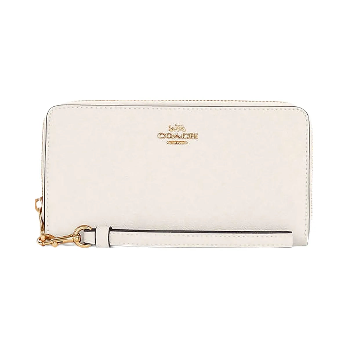 Coach Long Zip Around Wallet Crossgrain Leather-Gold-Chalk