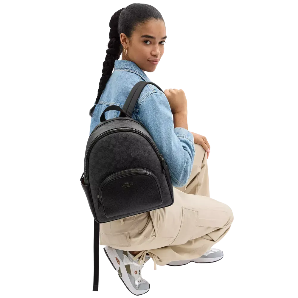 Coach Court Backpack In Signature Canvas Charcoal