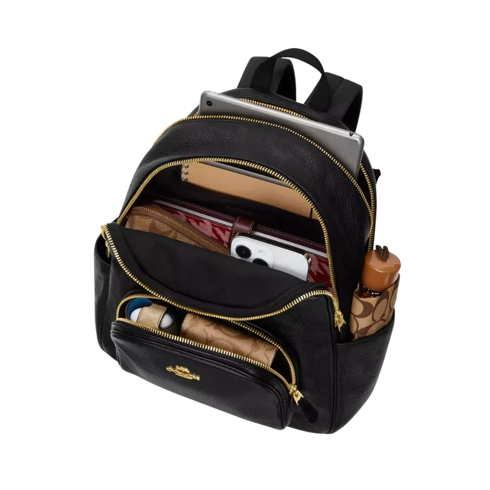 Coach Court Backpack Pebbled Leather Black