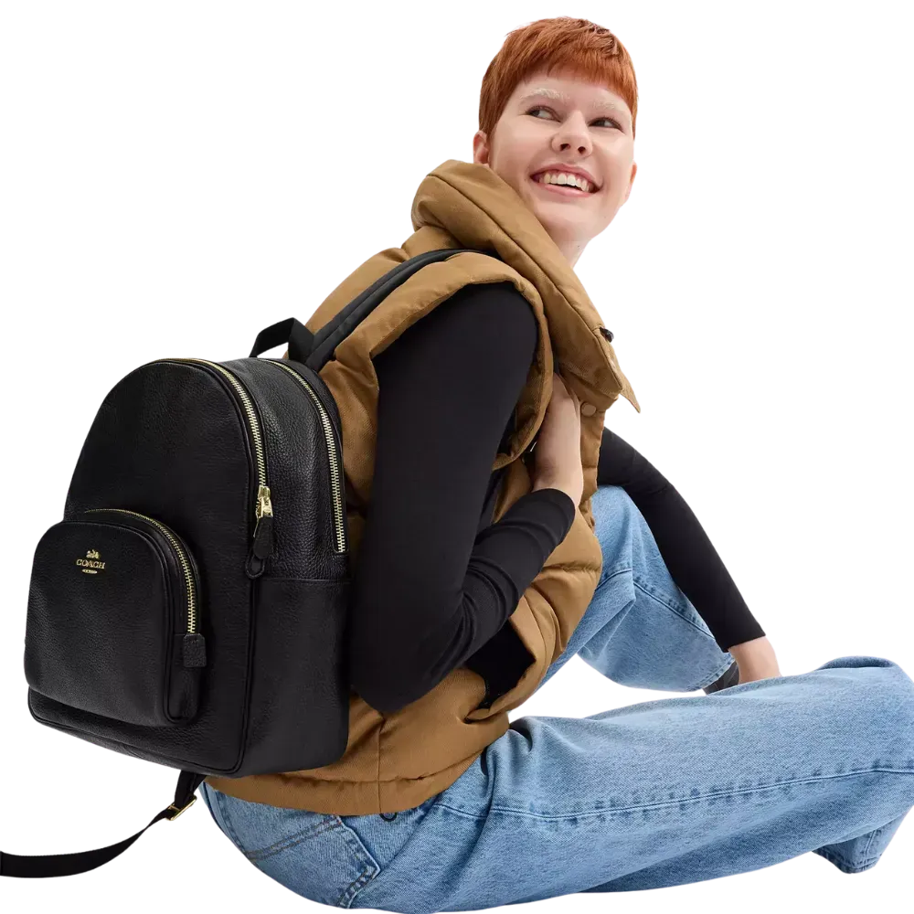 Coach Court Backpack Pebbled Leather Black
