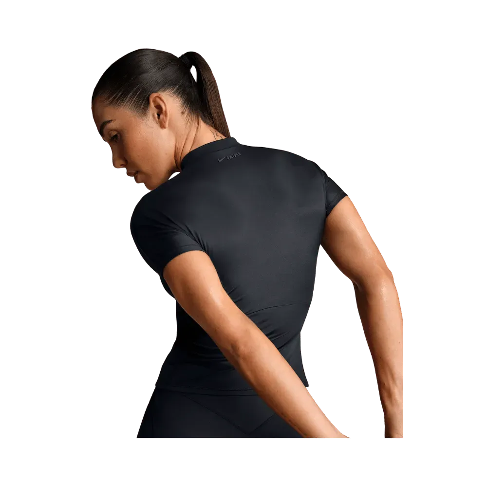 Nike X Skims Shine Women's Mock-Neck Short-Sleeve Top Obsidian