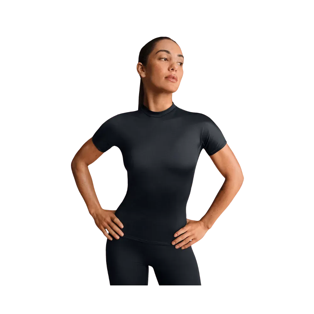 Nike X Skims Shine Women's Mock-Neck Short-Sleeve Top Obsidian