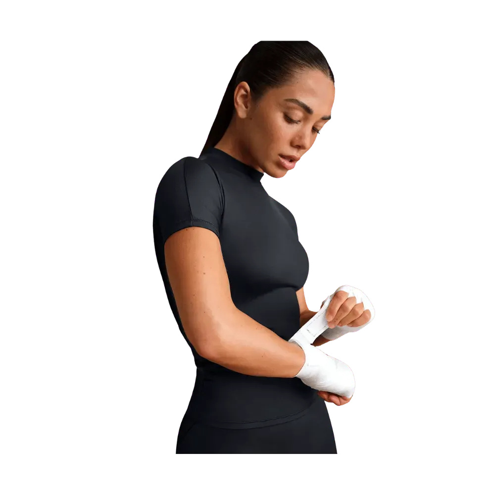 Nike X Skims Shine Women's Mock-Neck Short-Sleeve Top Obsidian