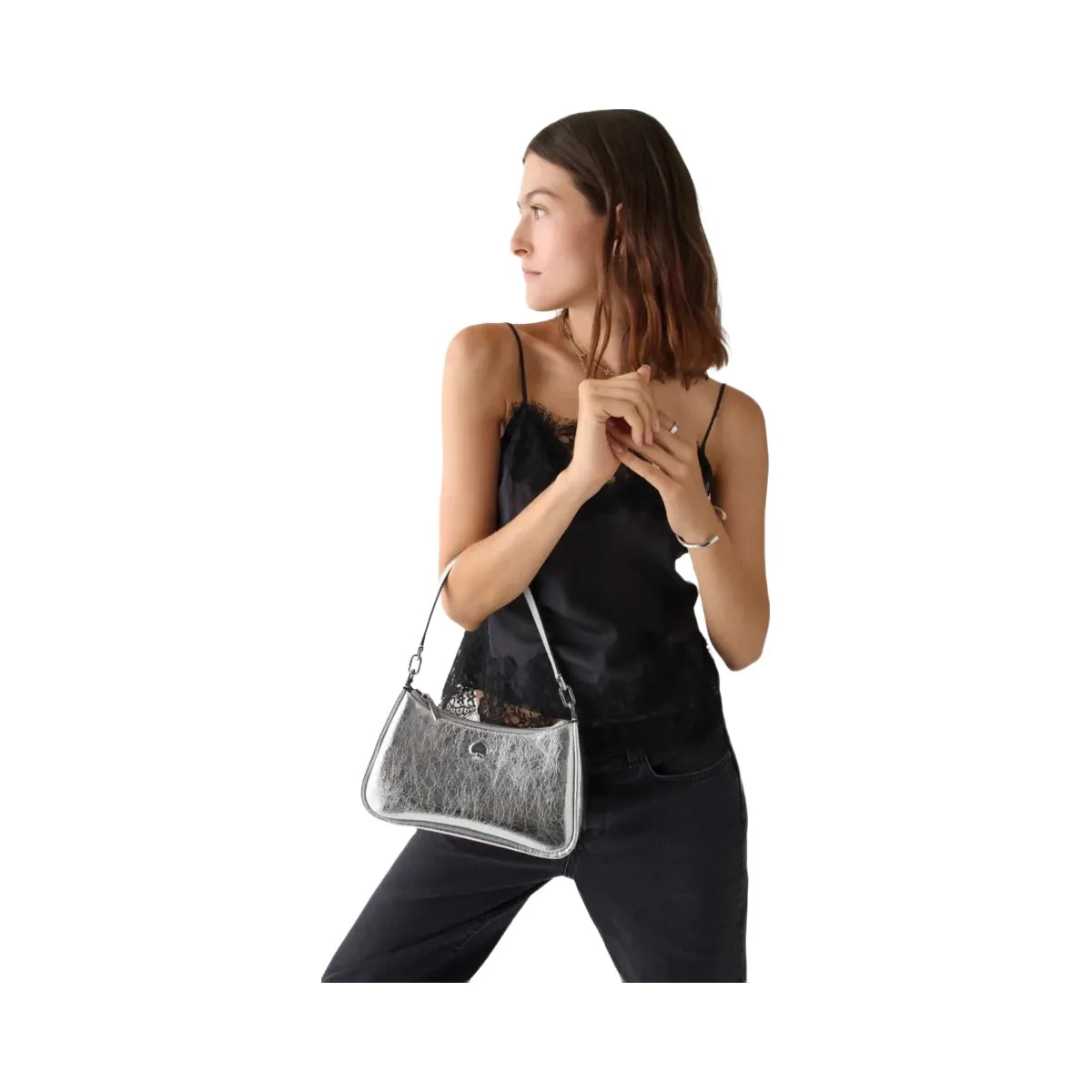 Kate Spade Kayla Small Convertible Shoulder Bag Silver