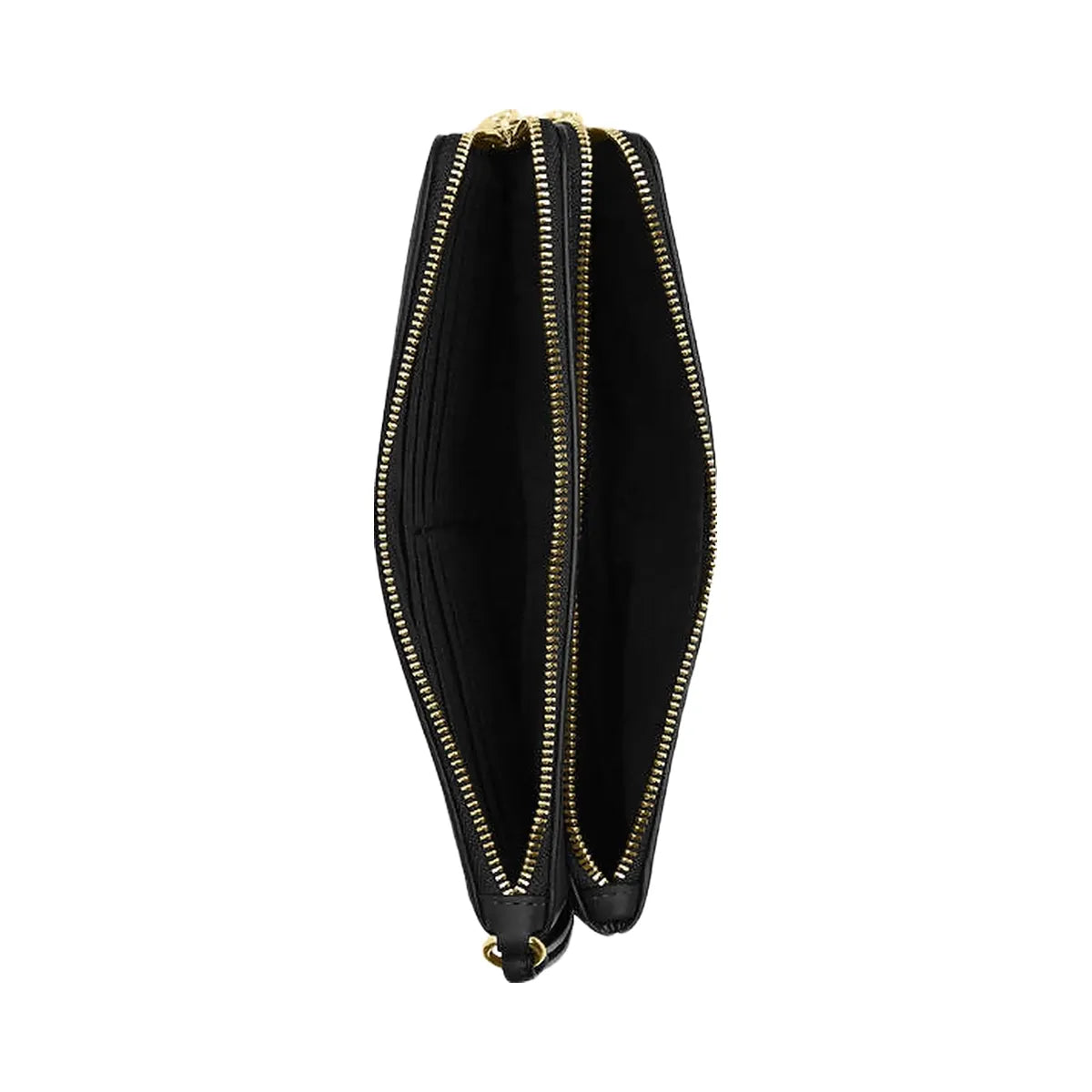Coach Double Zip Wallet Pebbled Leather-Gold-Black